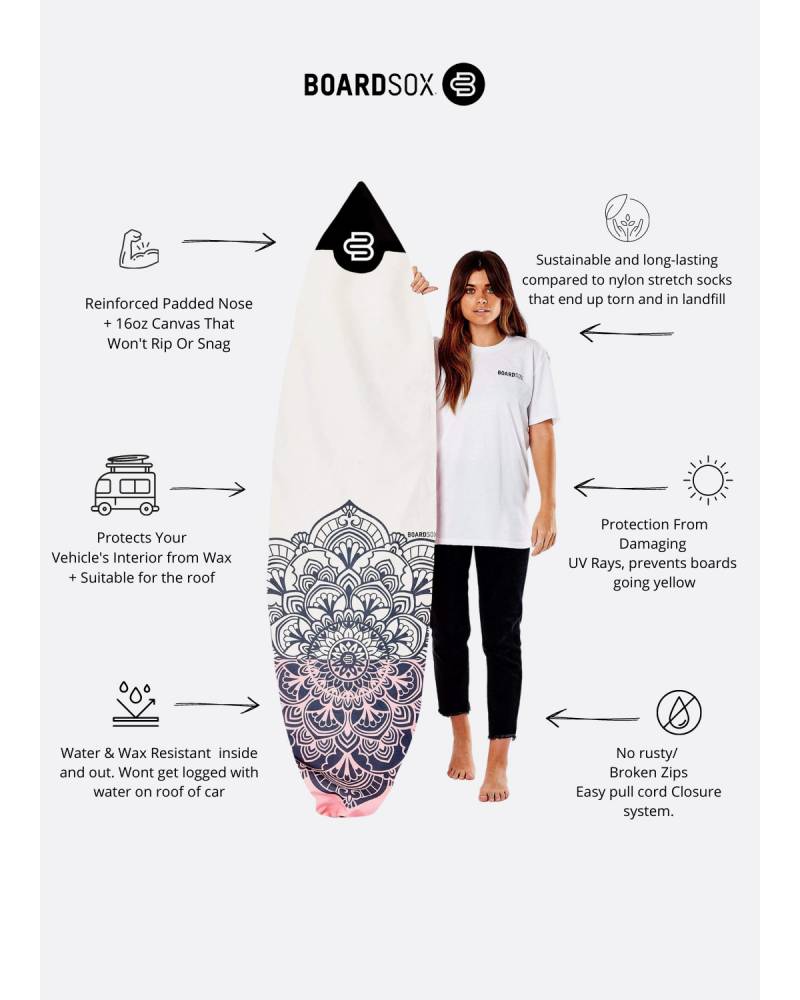 Boardsox Mandala Surfboard Sock - Shortboard features