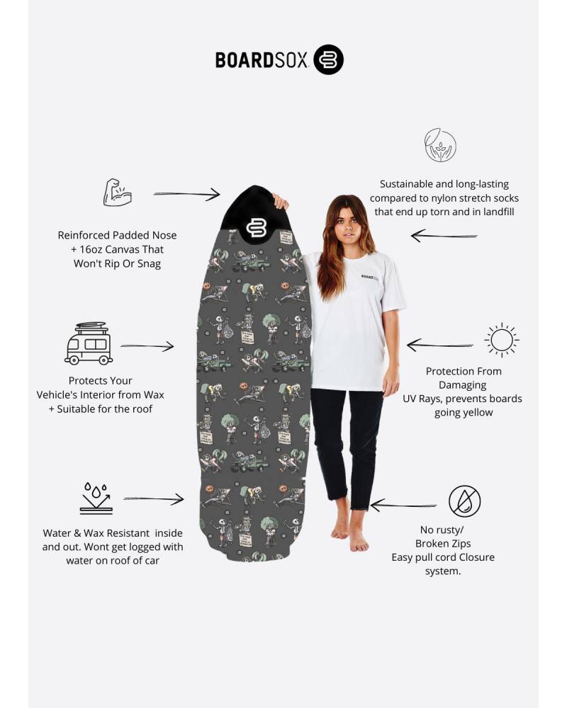Boardsox The Skeletor Surfboard Cover - Funboard features