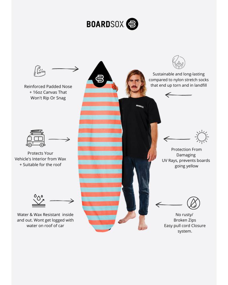 Boardsox The Wingnut Stripes Surfboard Cover - Short features