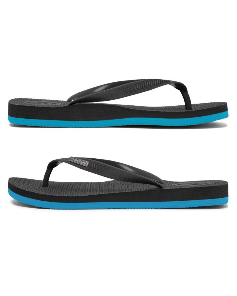 Boomerangz Men's Black/Blue Thongs side