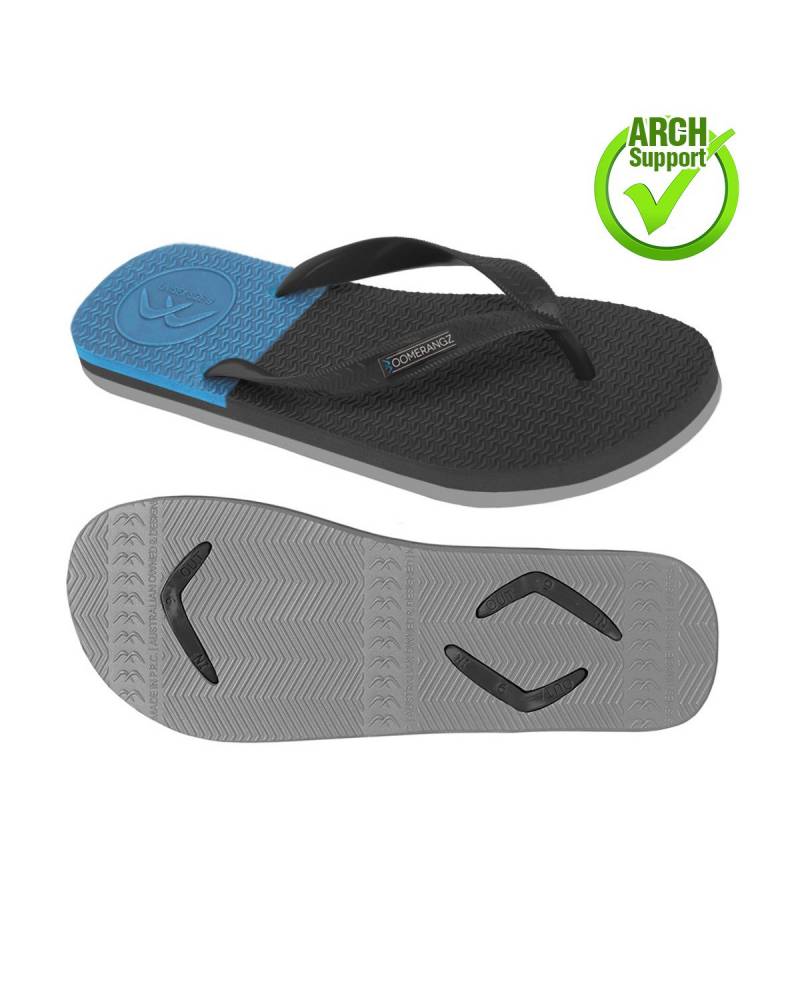 Boomerangz Men's Black/Gray/Blue Thongs arch