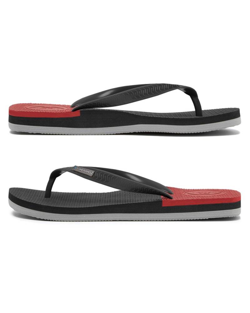 Boomerangz Men's Black/Grey/Red Thongs side