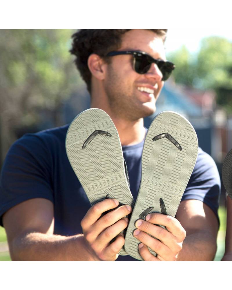 Boomerangz Men's Black/Grey/White Thongs 3