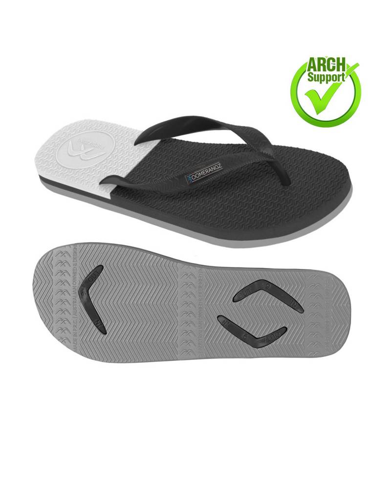 Boomerangz Men's Black/Grey/White Thongs arch