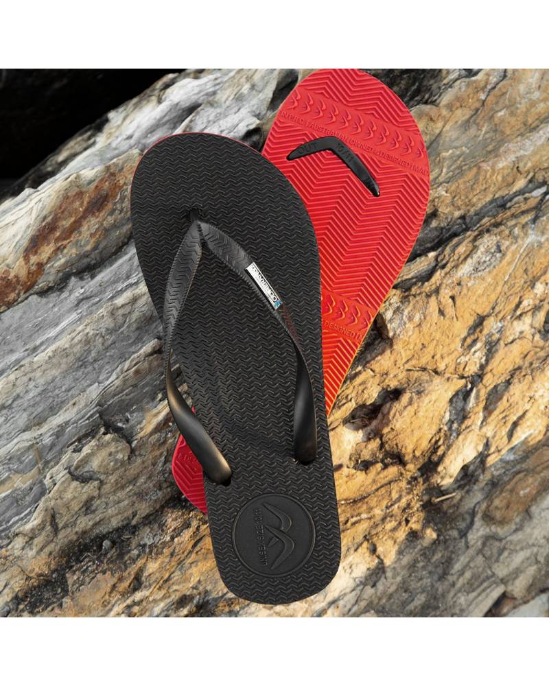 Boomerangz Men's Black/Red Thongs 2
