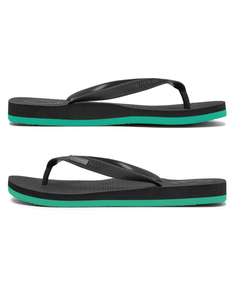 Boomerangz Men's Black/Teal Thongs side