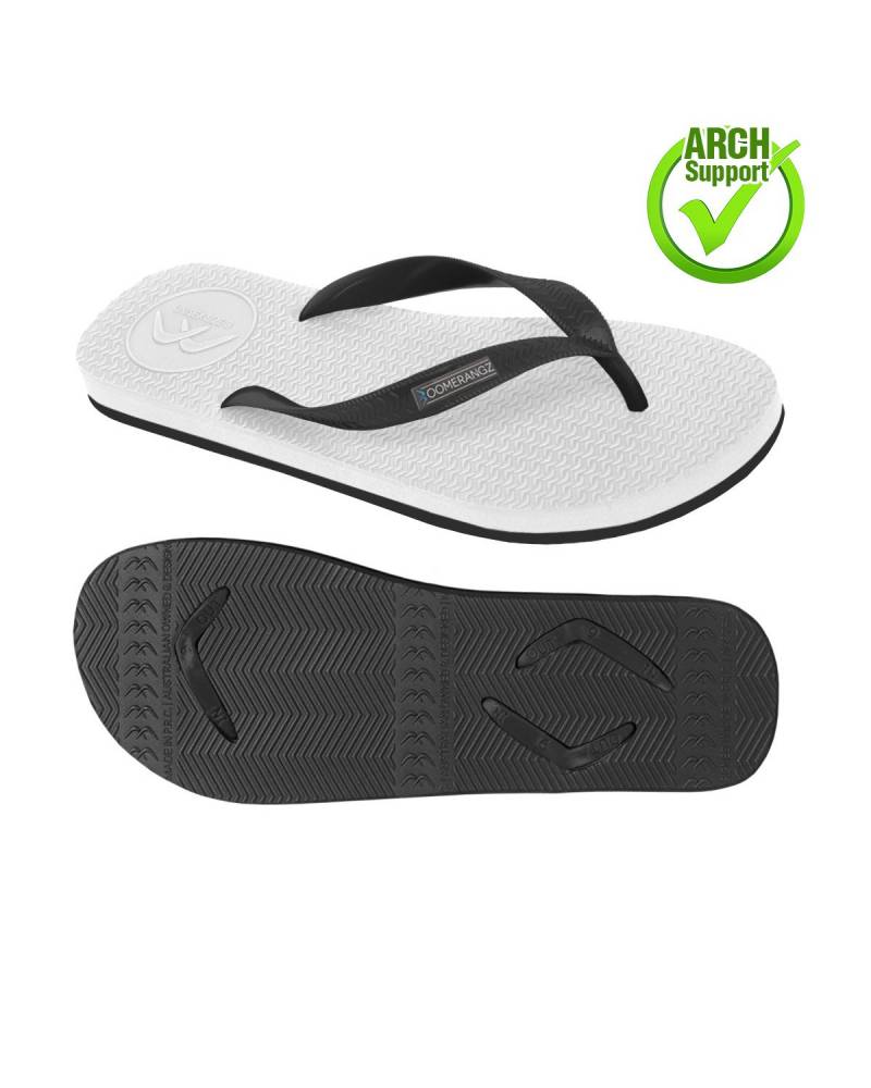 Boomerangz Men's White/Black Thongs arch