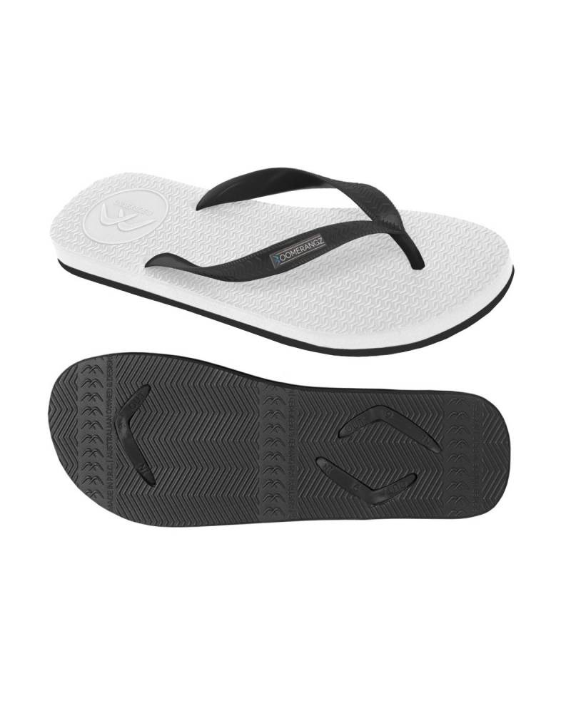 Boomerangz Men's White/Black Thongs 