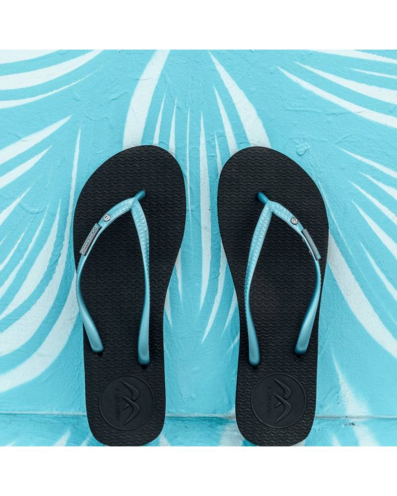Boomerangz Women's Black/Blue Thongs 1