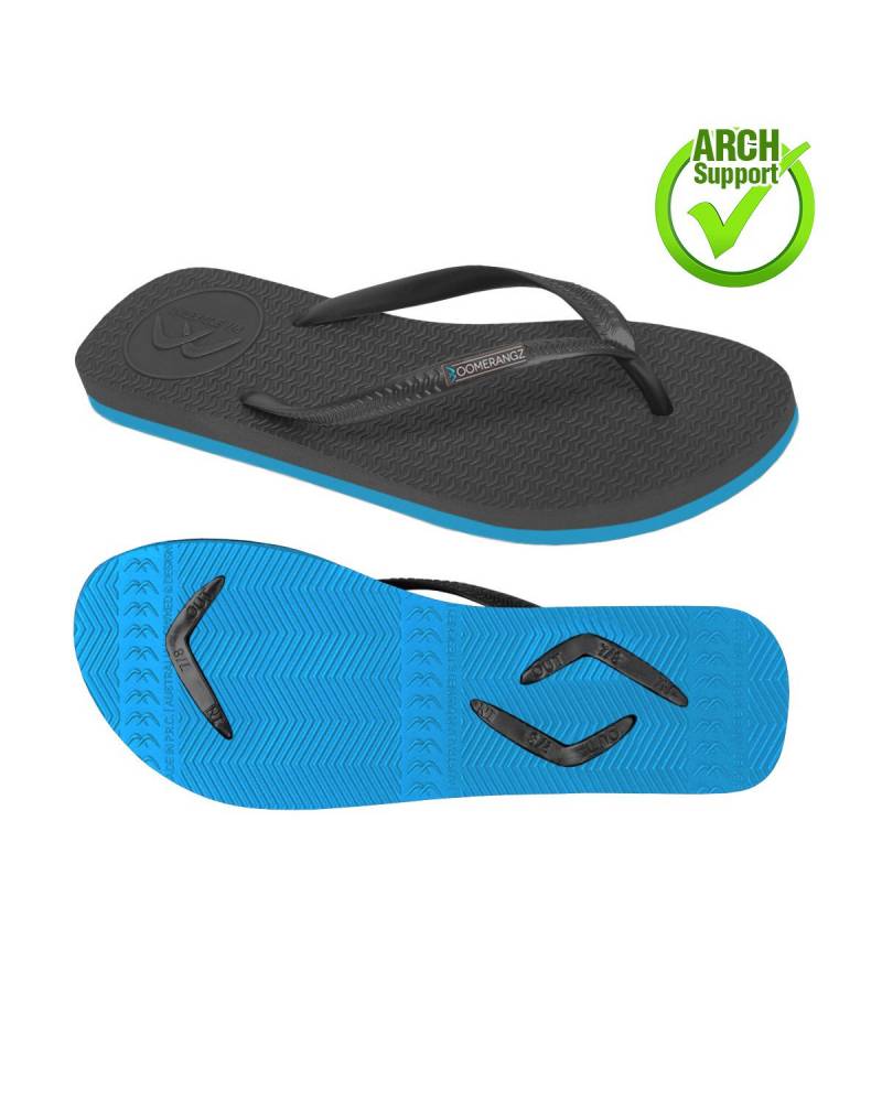 Boomerangz Women's Black/Blue Thongs arch