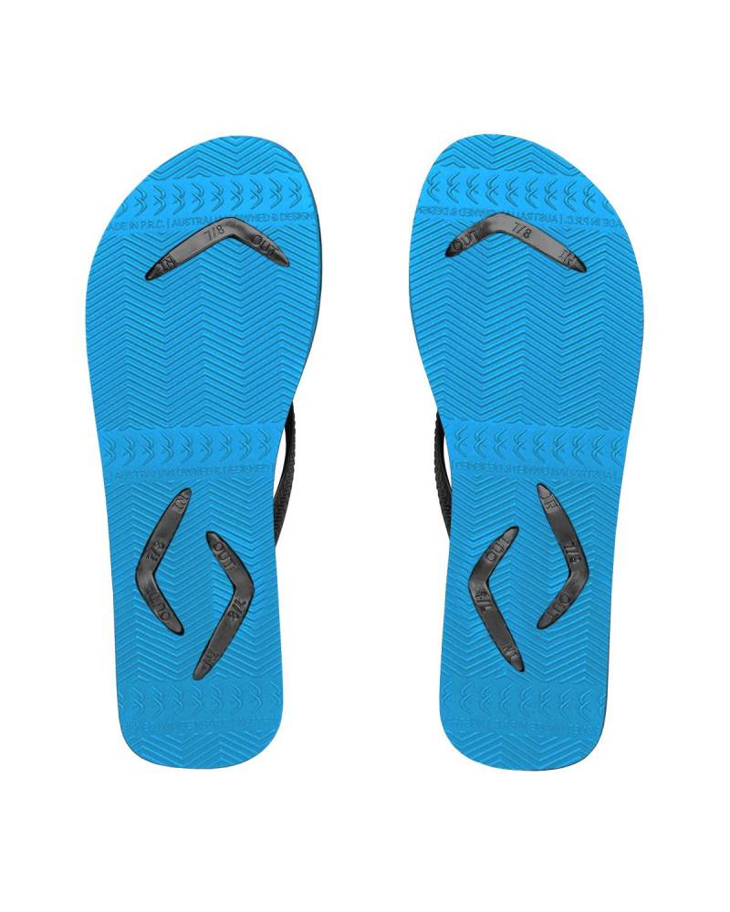 Boomerangz Women's Black/Blue Thongs bottom
