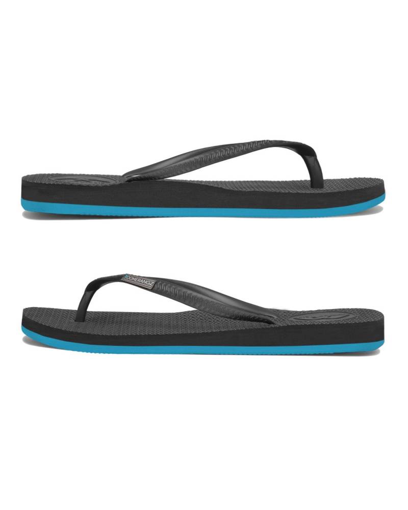 Boomerangz Women's Black/Blue Thongs side