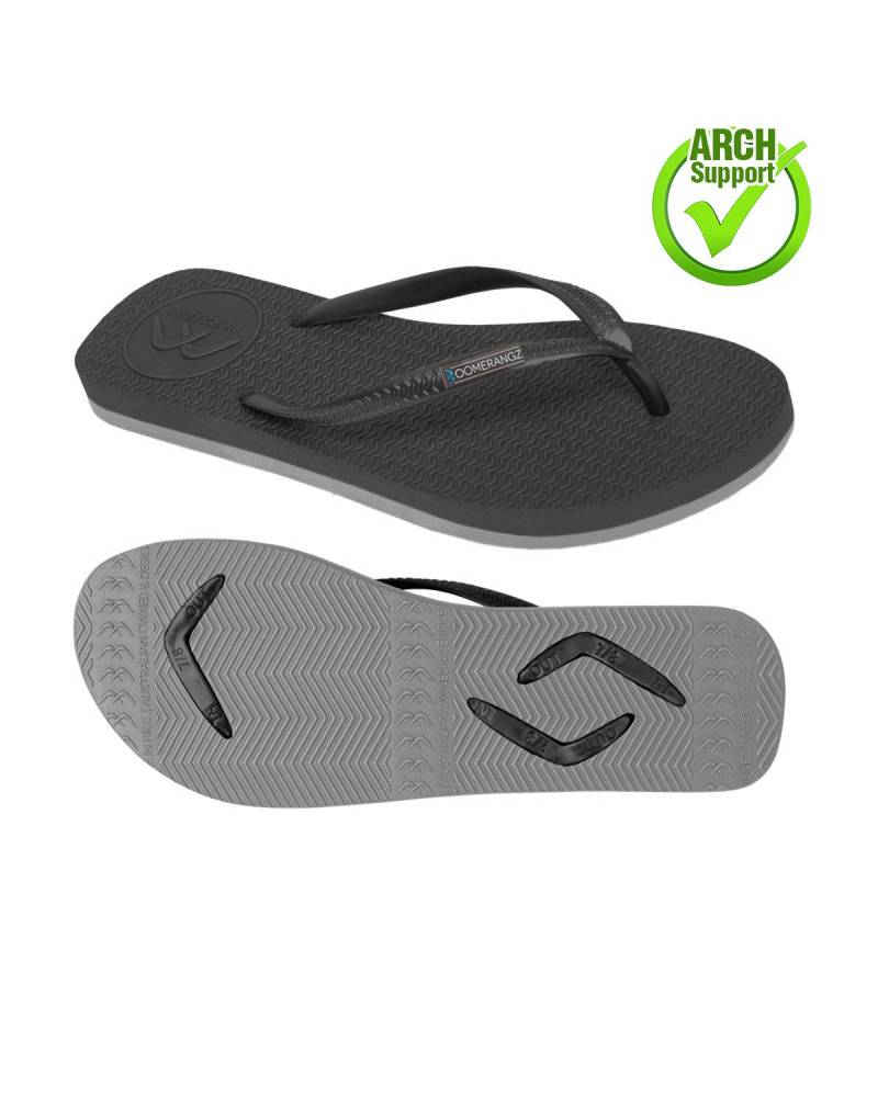 Boomerangz Women's Black/Gray Thongs arch