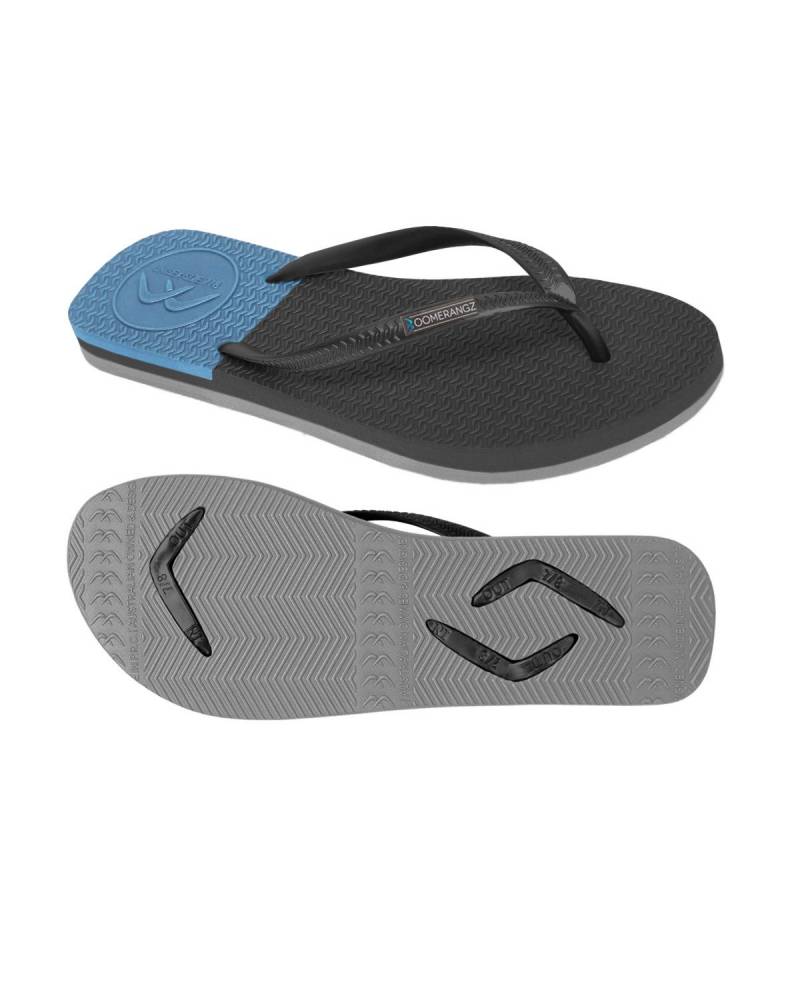 Boomerangz Women's Black/Grey/Blue Thongs 