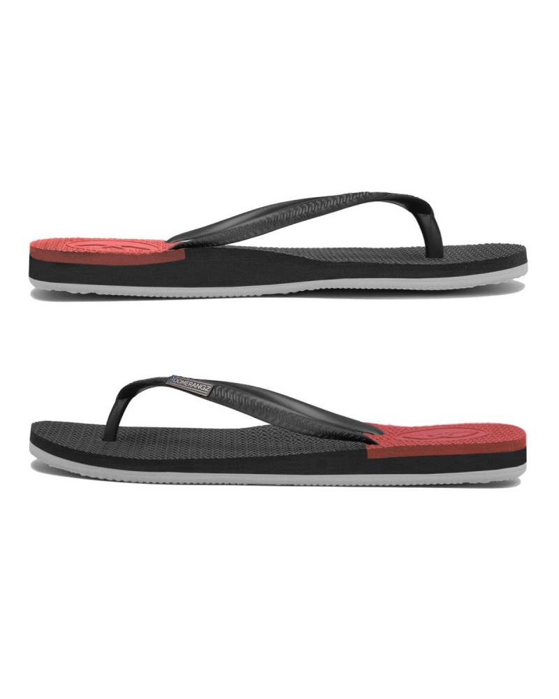 Boomerangz Women's Black/Grey/Red Thongs side