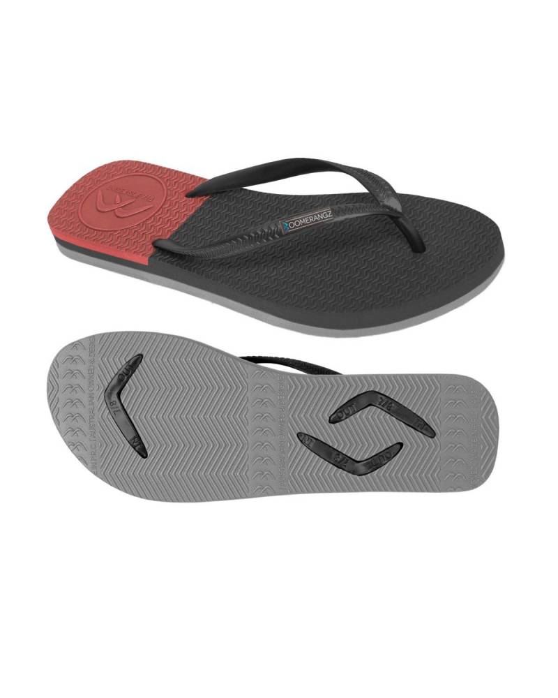 Boomerangz Women's Black/Grey/Red Thongs 