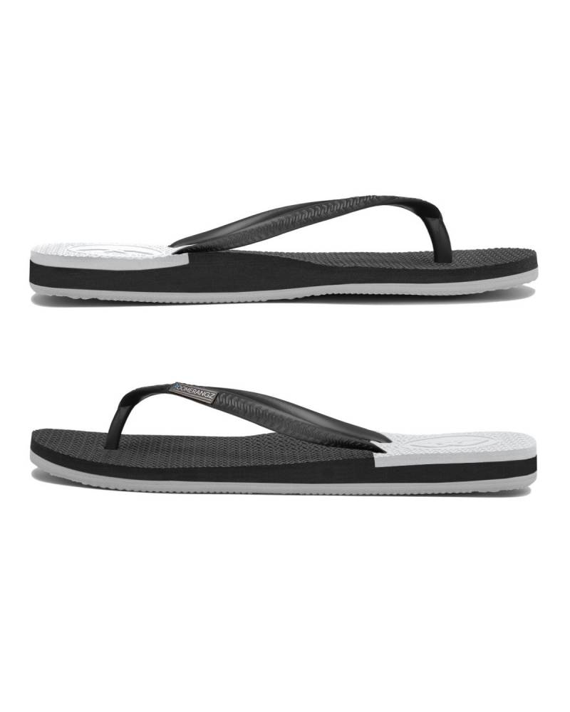 Boomerangz Women's Black/Grey/White Thongs side