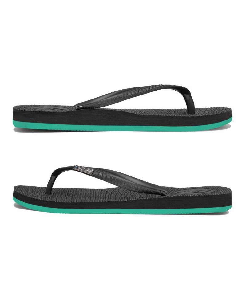 Boomerangz Women's Black/Teal Thongsside