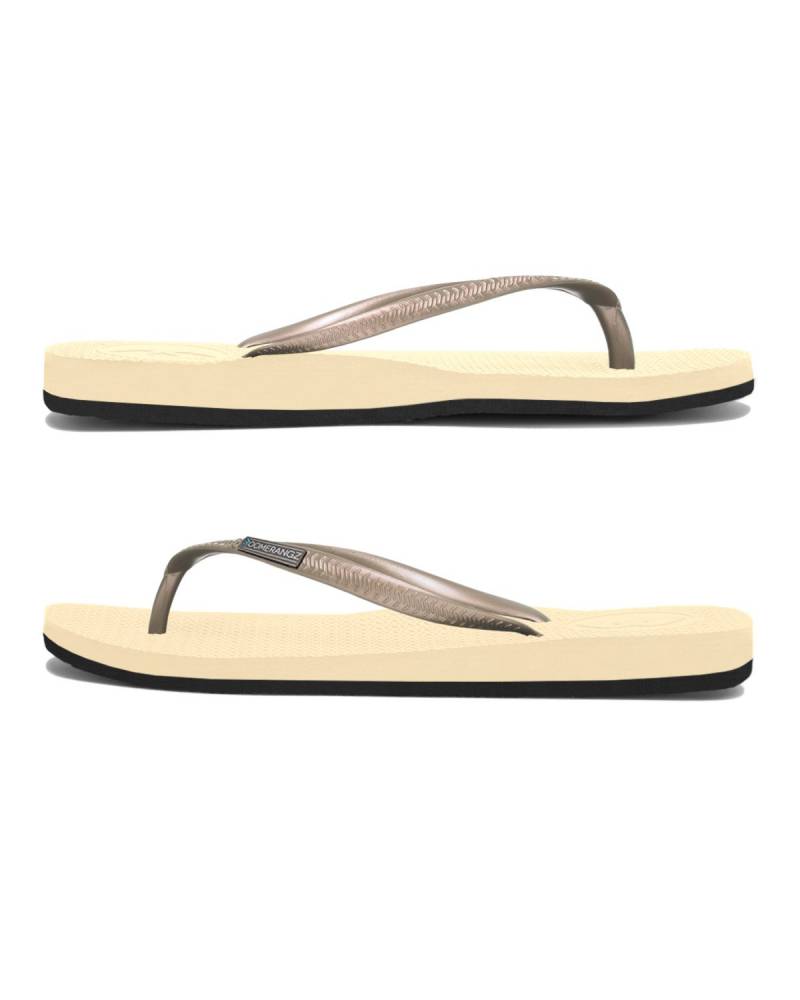 Boomerangz Women's Golden Nude/Black Thongs side
