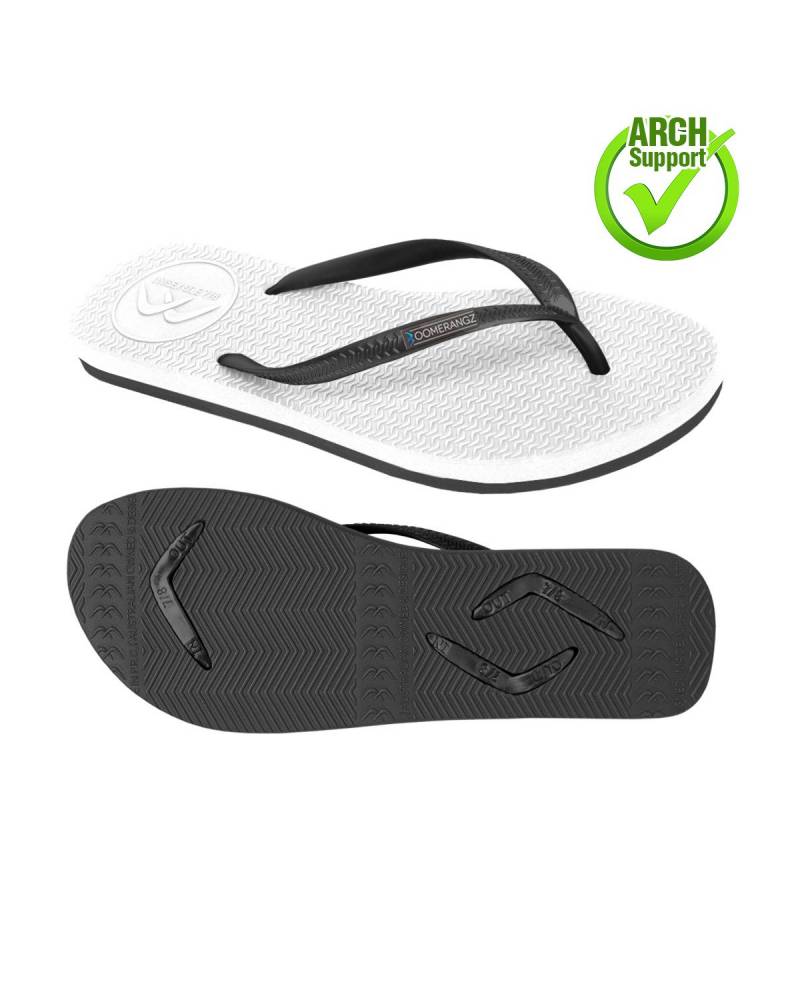 Boomerangz Women's White/Black Thongs arch