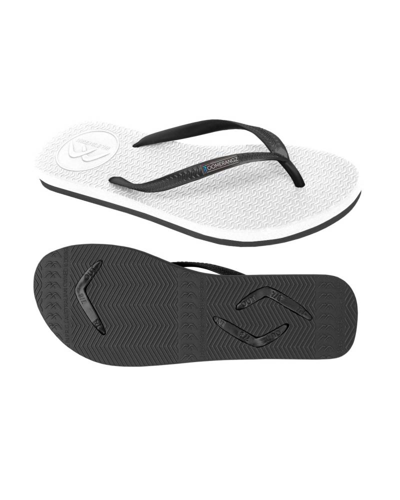 Boomerangz Women's White/Black Thongs