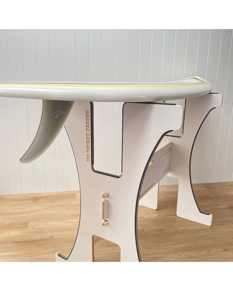 Breeze Design Co Surfboard Shaper Stand with surfboard