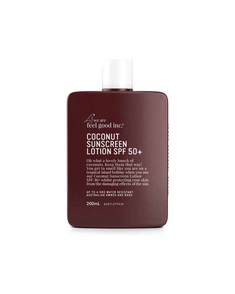 we are feel good inc cocnut sunscreen lotion spf50+ front