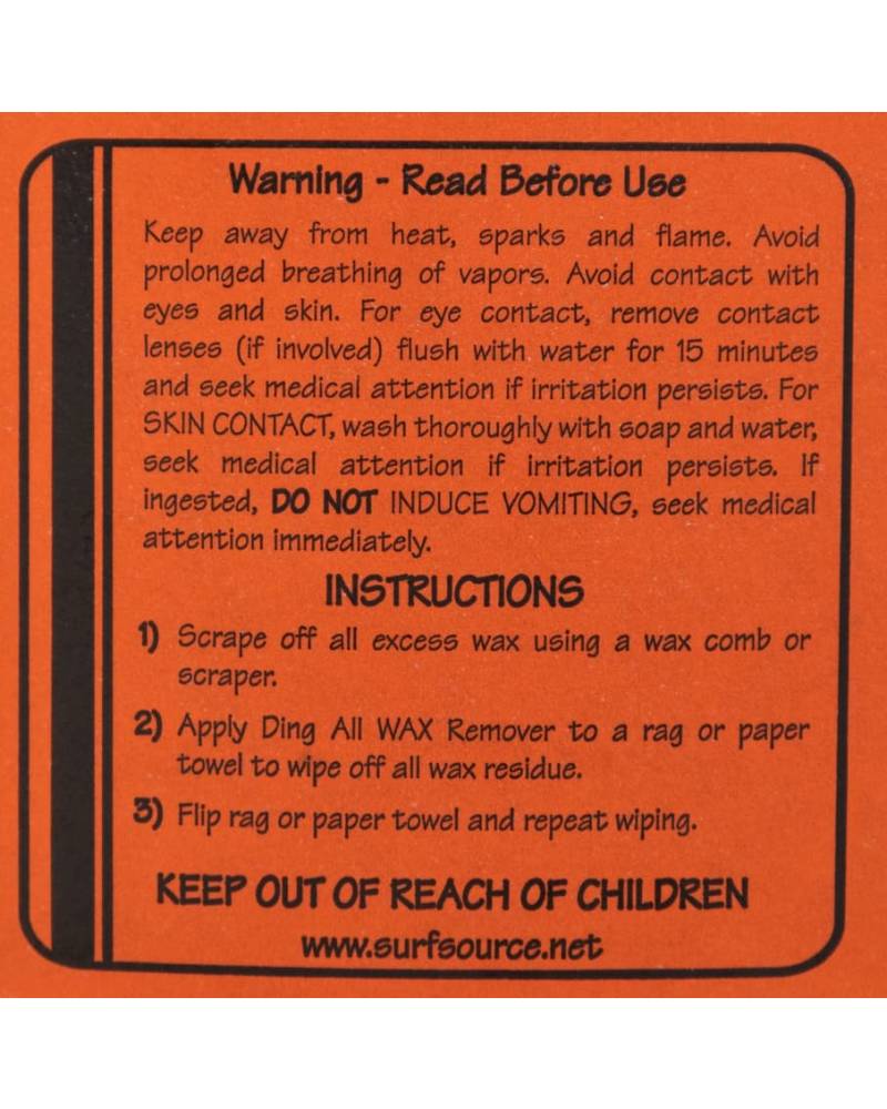 Ding All Wax Remover instructions directions