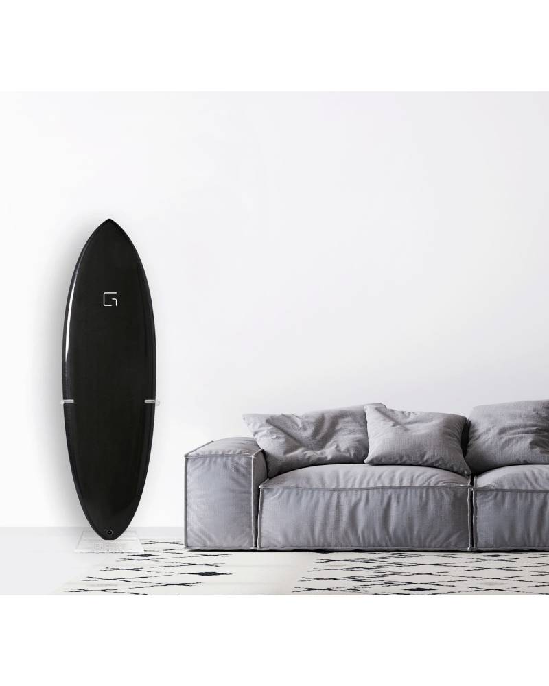 Ghost Racks Free Standing Surfboard Display Stand - single holding black surfboard