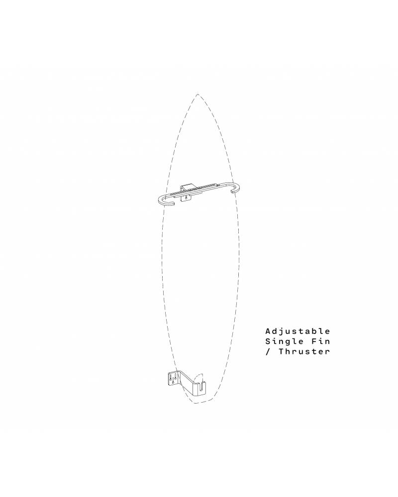 Ghost Racks Vertical Surfboard Adjustable Wall Display Rack Single Fin or Thruster  drawing