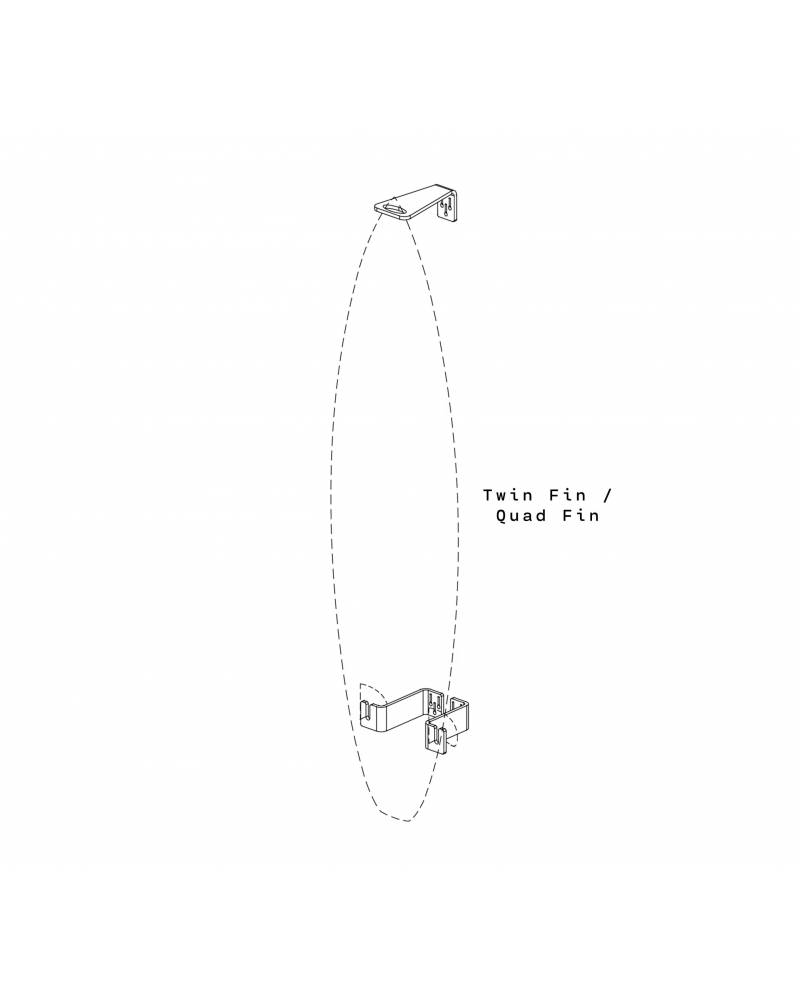 Ghost Racks Vertical Surfboard Wall Display Rack - Twin Fin or Quad Fin  drawing