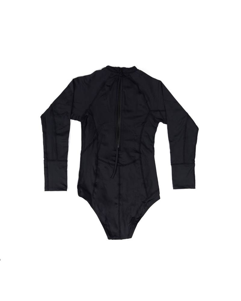 Girls Oceana Long Sleeve Back Zip Lycra Suit - Black