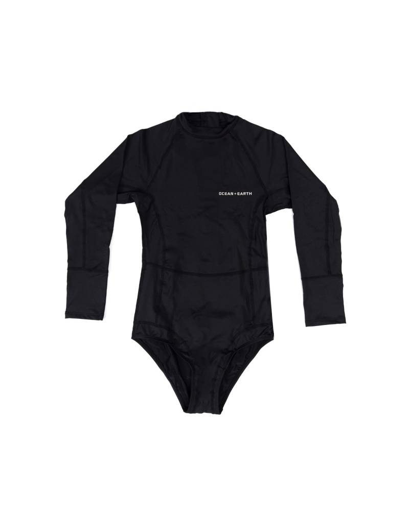 Girls Oceana Long Sleeve Back Zip Lycra Suit - Black