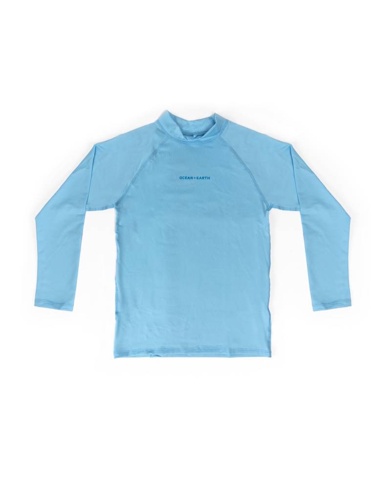Girls Waves Long Sleeve Rash Vest - Sky Blue 