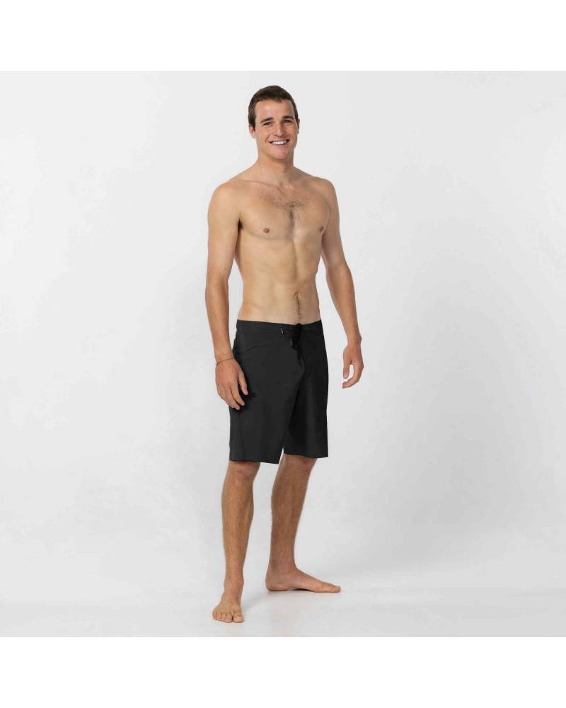 Model wearing Black Boardshorts