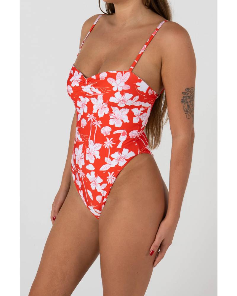 Side view one piece swimsuit