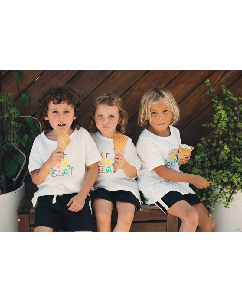 Kids on Bench with Ice Cream