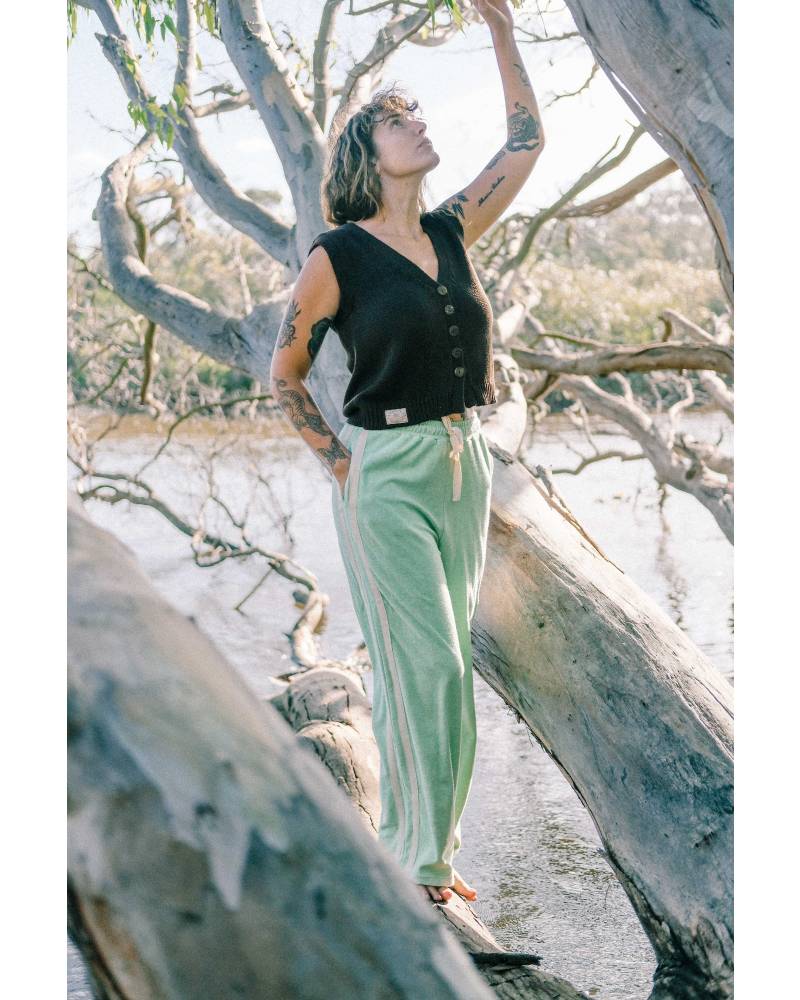 Model wearing Knit Vest, front view