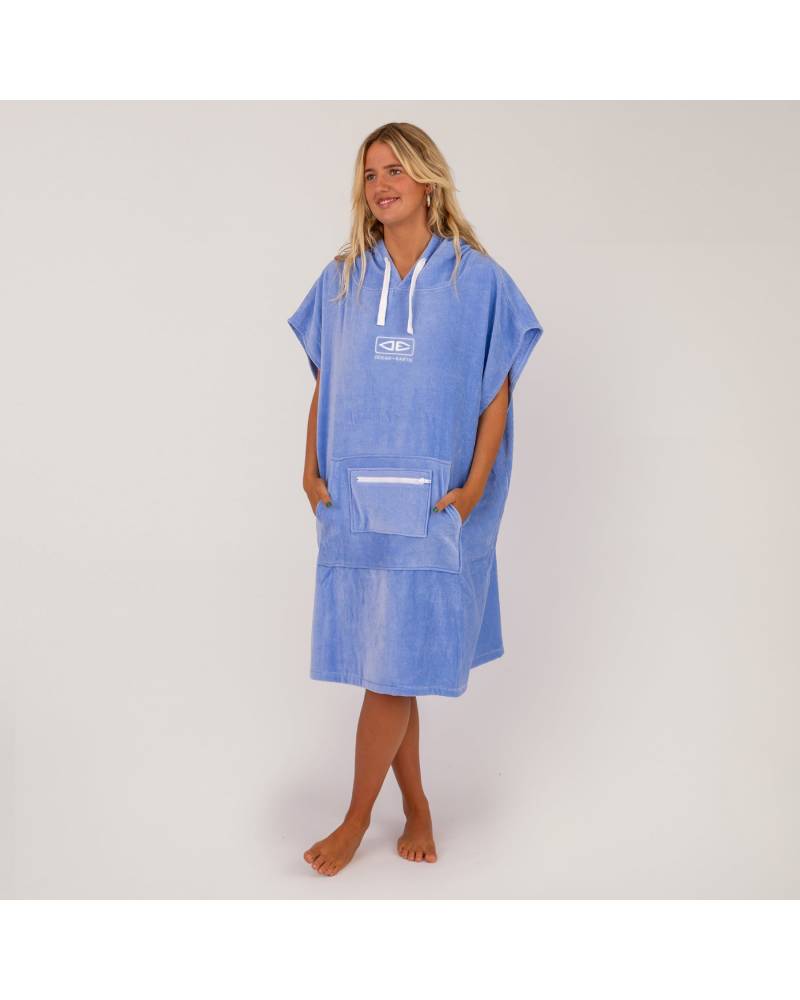 Ladies Hooded Poncho - Cornflower 