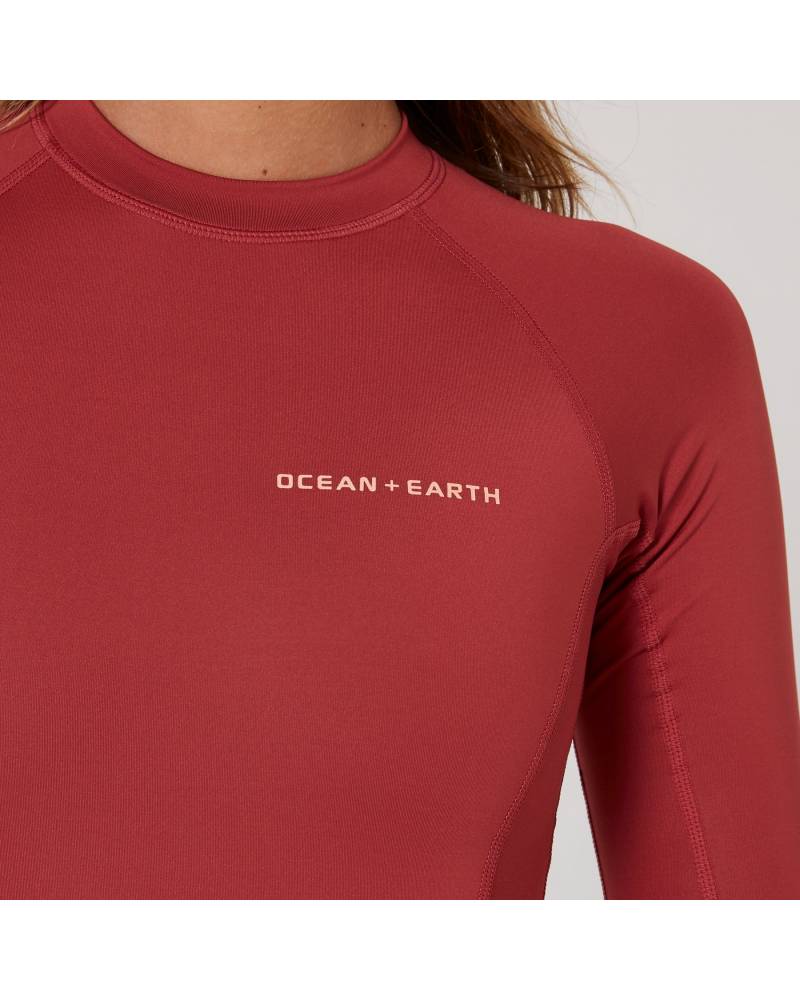 Ladies Oceana Long Sleeve Back Zip Lycra Suit - Redwood