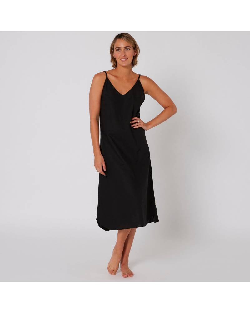 Linen Slip Dress - Black