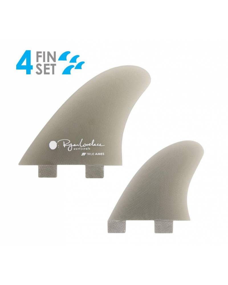 True Ames Lovelace Piggyback Quad Surfboard Fins - Smoke (FCS) - 4 fin set