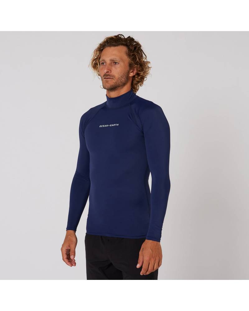 Mens Script Rash Long Sleeve Rash Shirt - Midnight