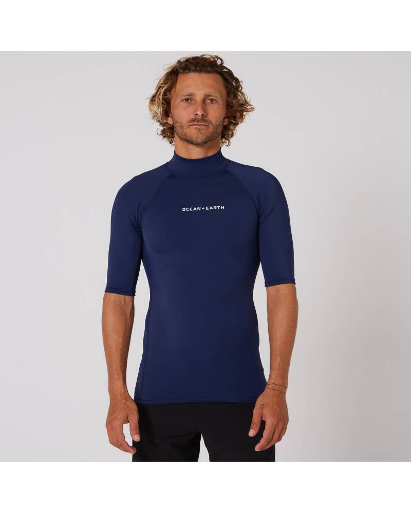 Mens Script Short Sleeve Rash Shirt - Midnight Ink