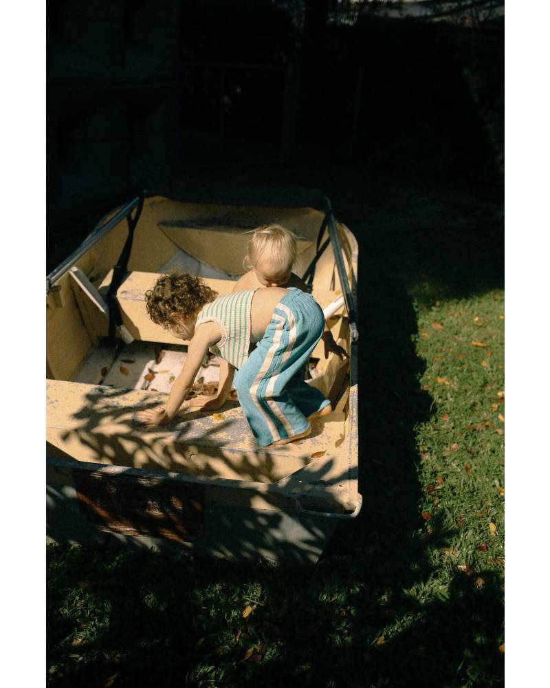 Kids exploring in boat
