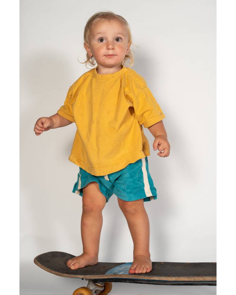 Child back view in shorts