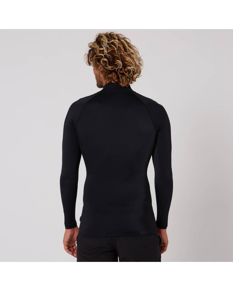 Ocean and Earth Mens Script Rash Long Sleeve Rash Shirt - Black