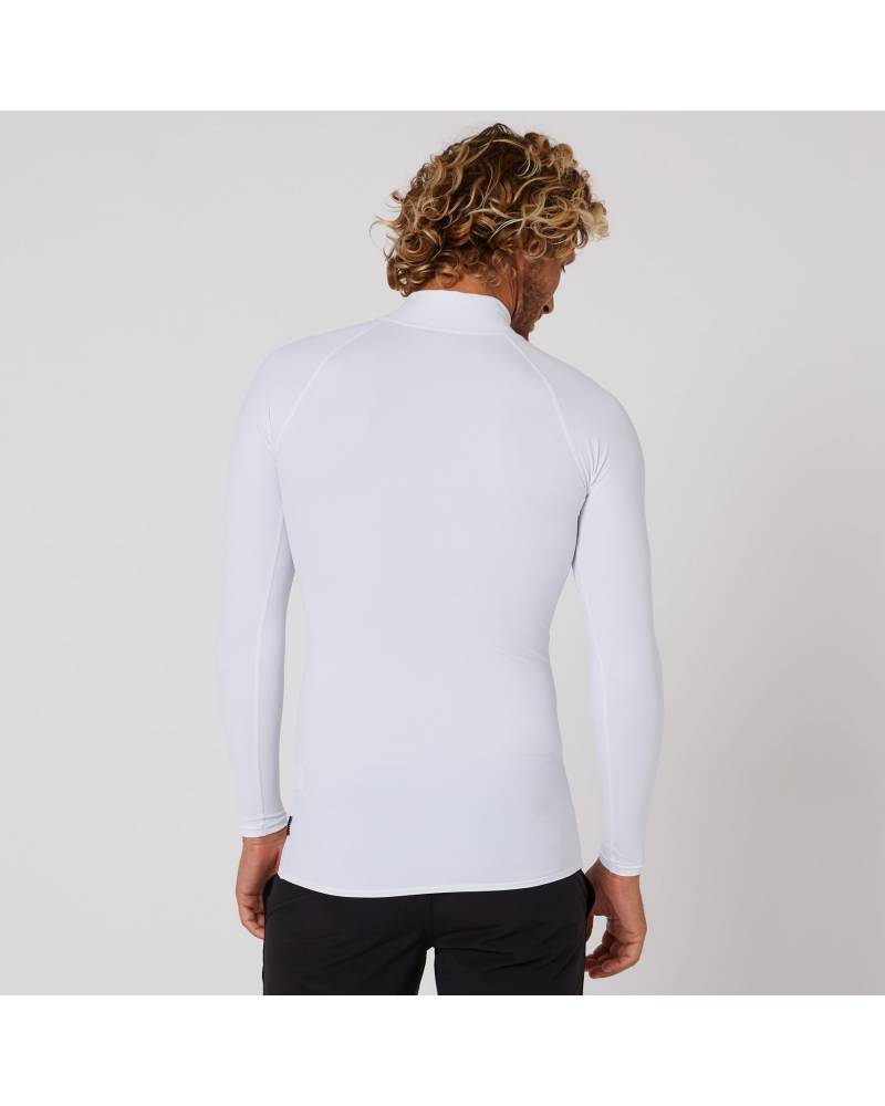 Ocean and Earth Mens Script Rash Long Sleeve Rash Shirt - White 