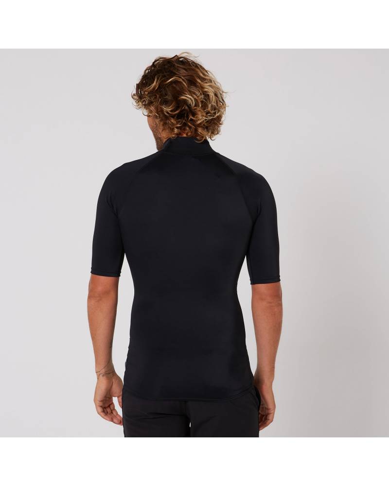 Ocean and Earth Mens Script Short Sleeve Rash Shirt - Black