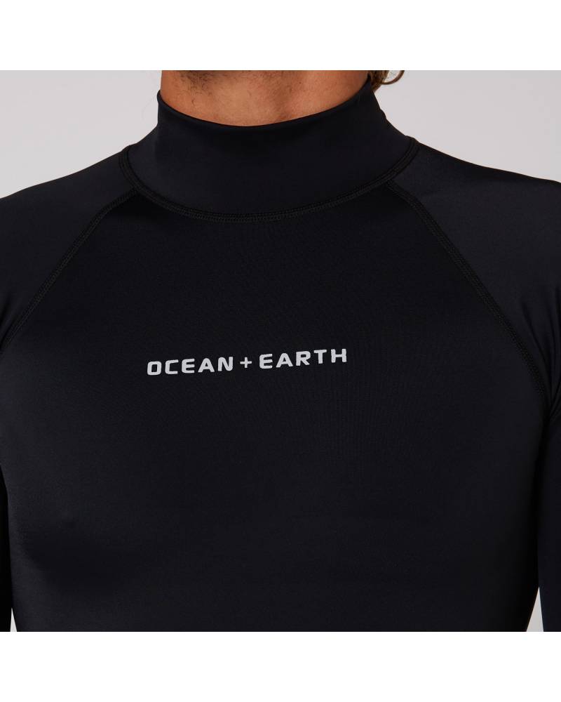 Ocean and Earth Mens Script Short Sleeve Rash Shirt - Black